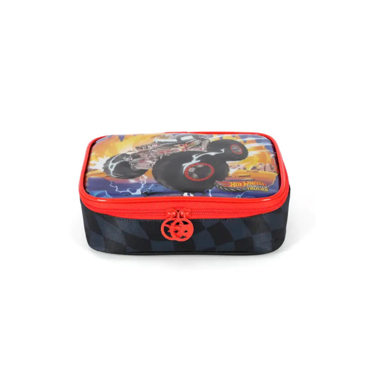 Kit Mochila de Rodas Hot Wheels Preto com Lancheira e Estojo Box