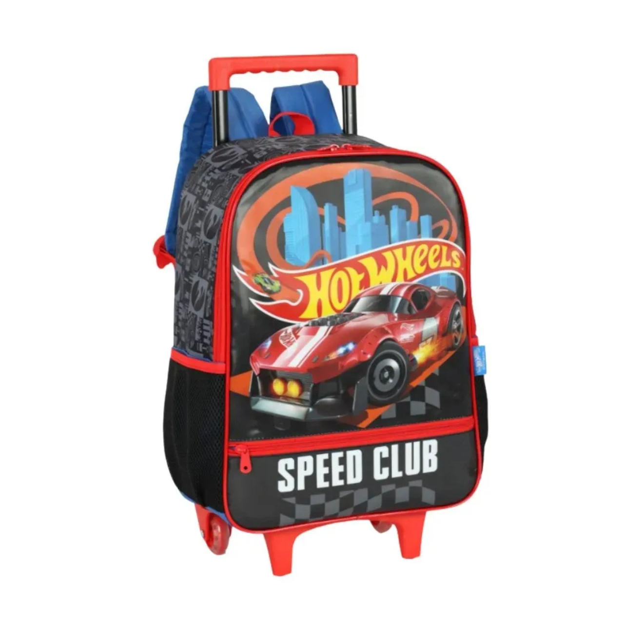 Kit Mochila de Rodas Hot Wheels Preto com Lancheira e Estojo