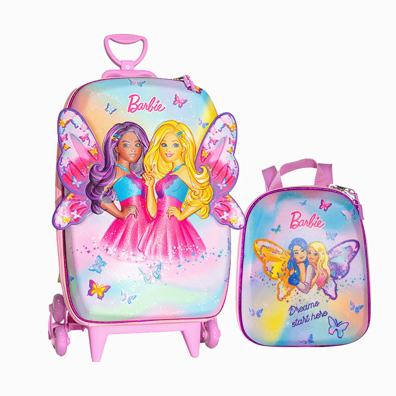 Kit Mochila e Lancheira Barbie Borboleta