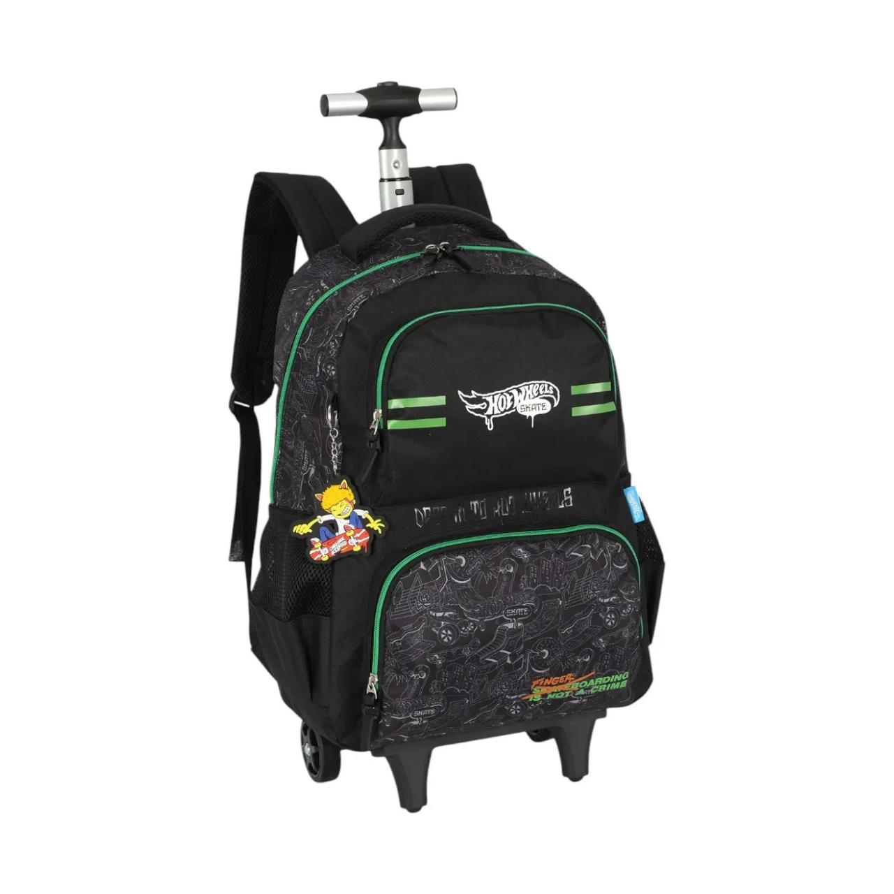 Kit Mochila de Rodas Hot Wheels Verde com Lancheira e Estojo