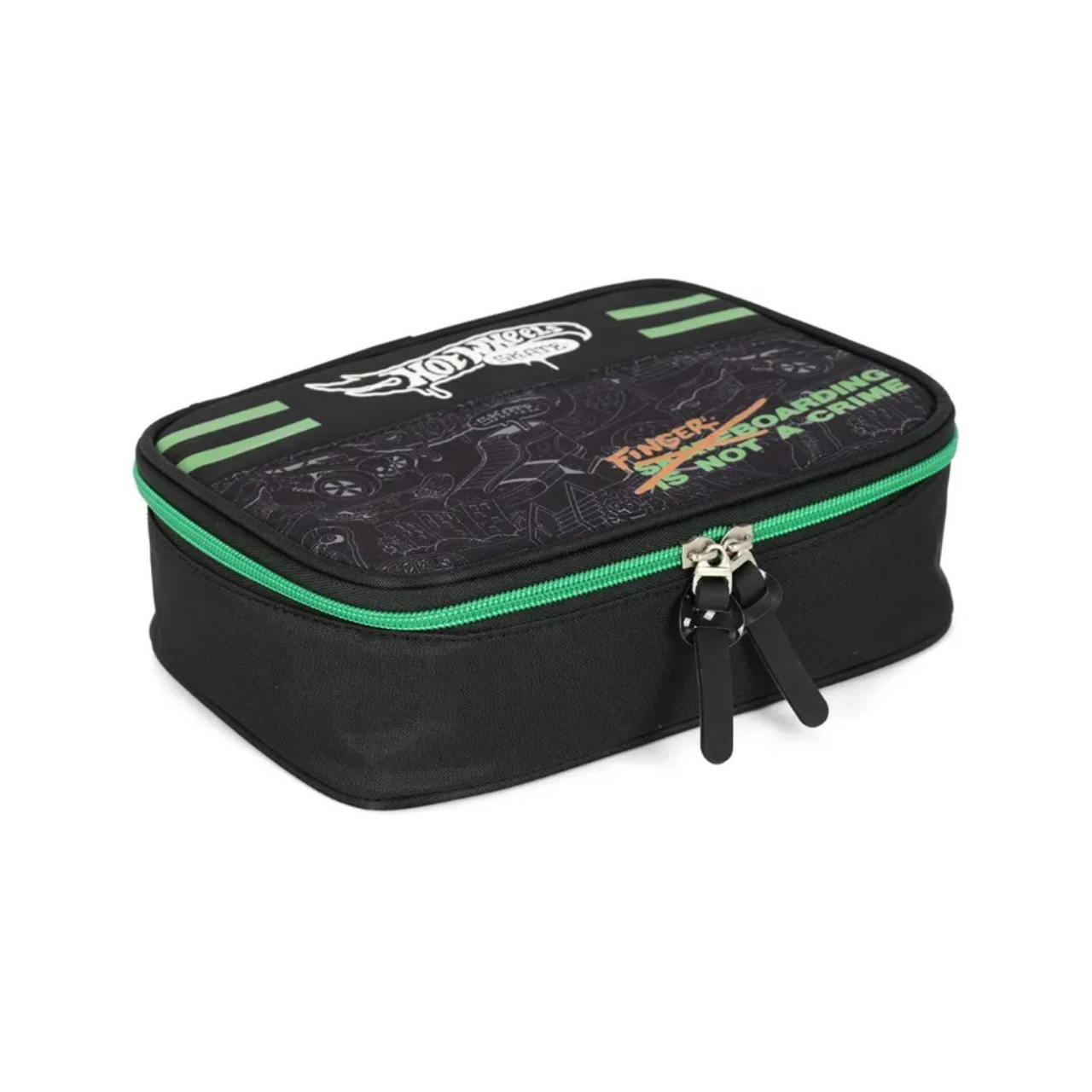 Kit Mochila de Rodas Hot Wheels Verde com Lancheira e Estojo