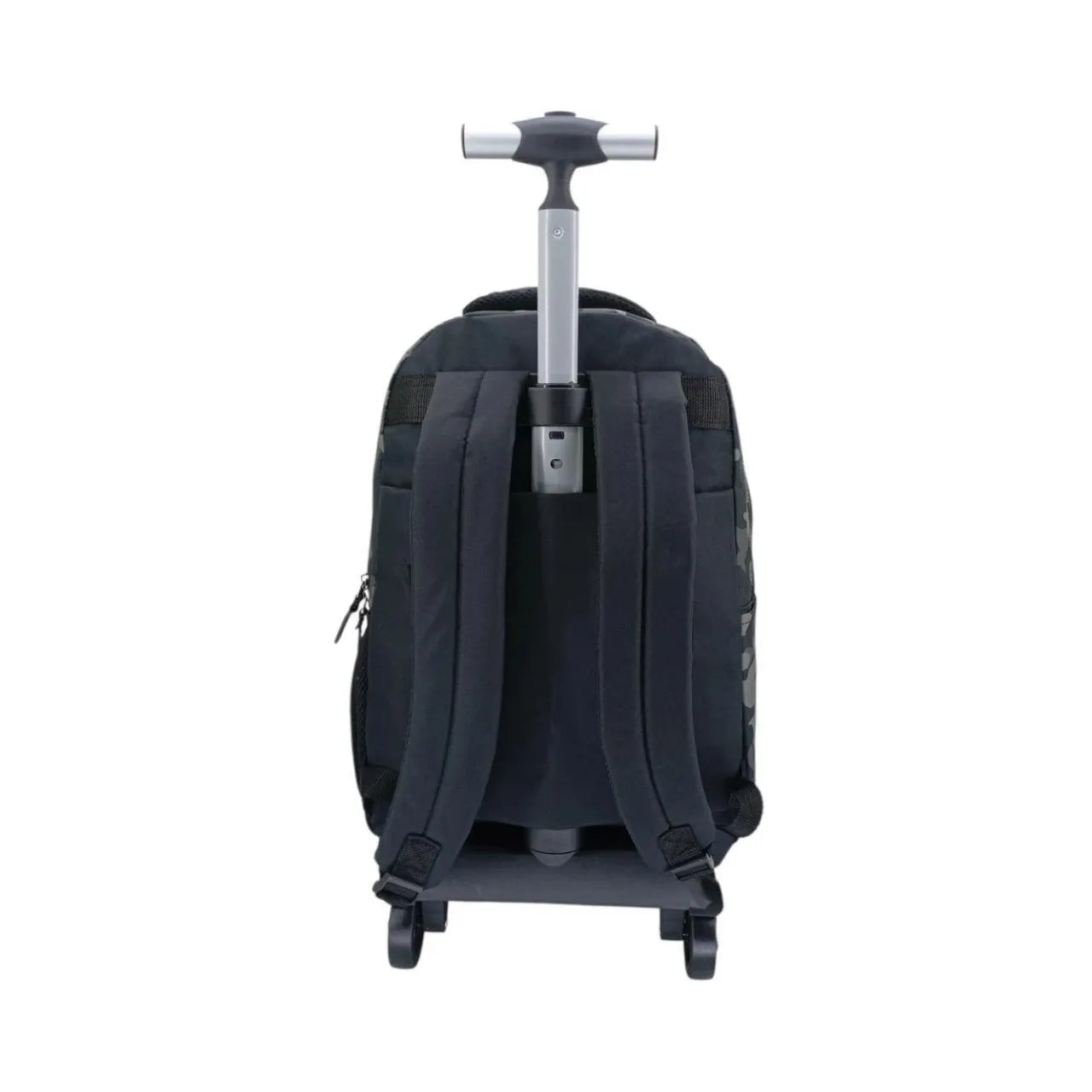 Kit Mochila de Rodas Camuflada Cinza com Lancheira e Estojo