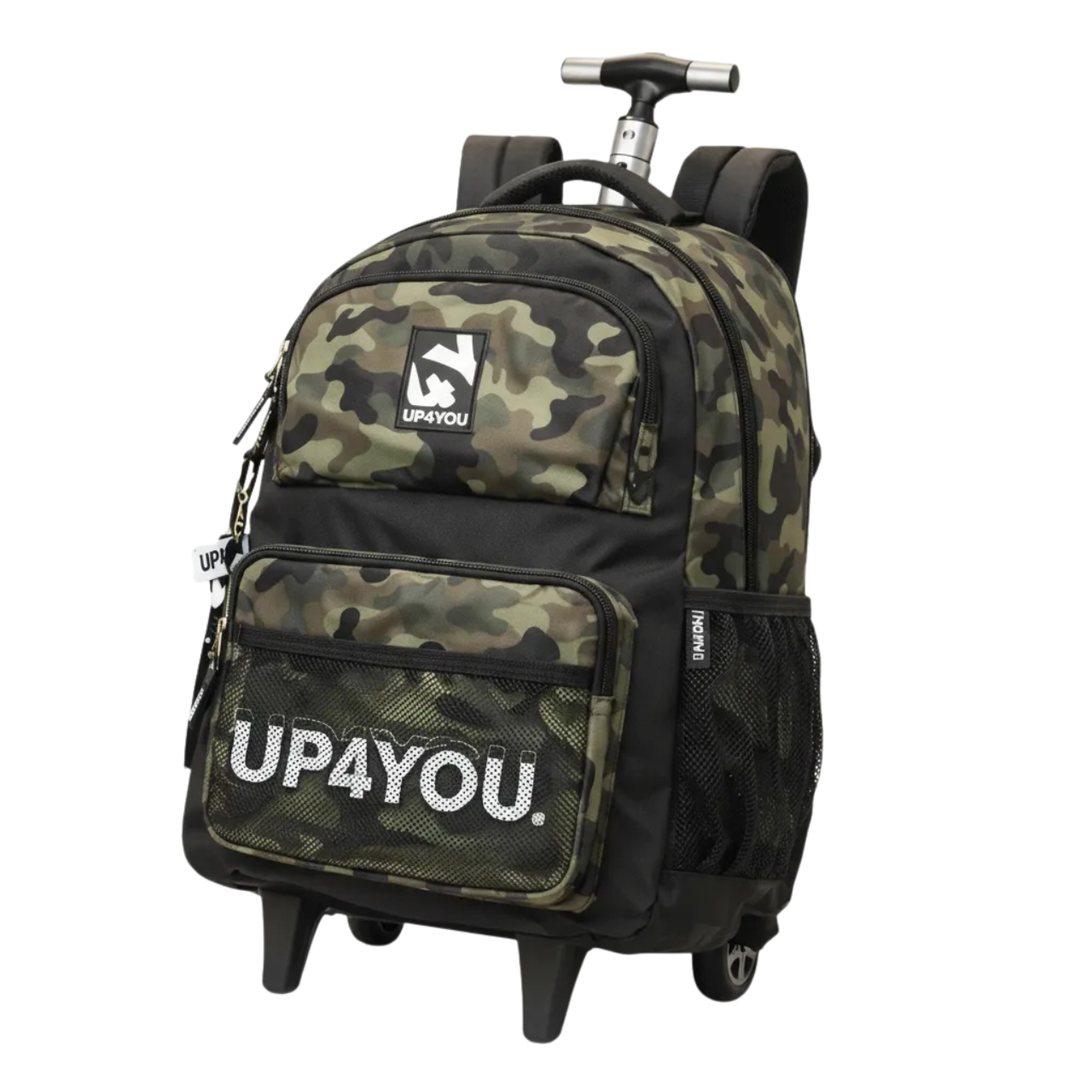 Kit Mochila de Rodas Camuflada Verde com Lancheira e Estojo