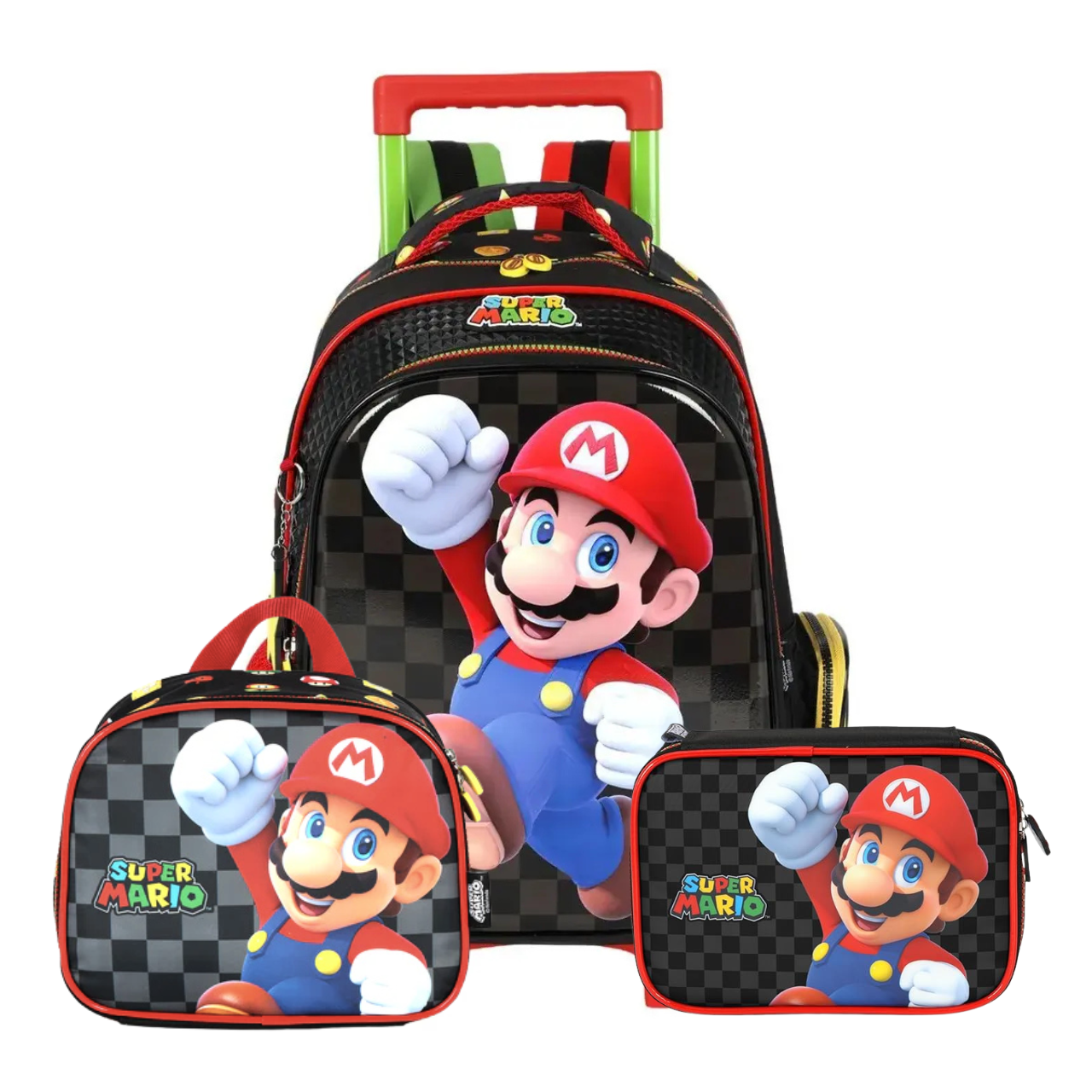 Kit Mochila de Rodas Super Mario com Lancheira e Estojo Box