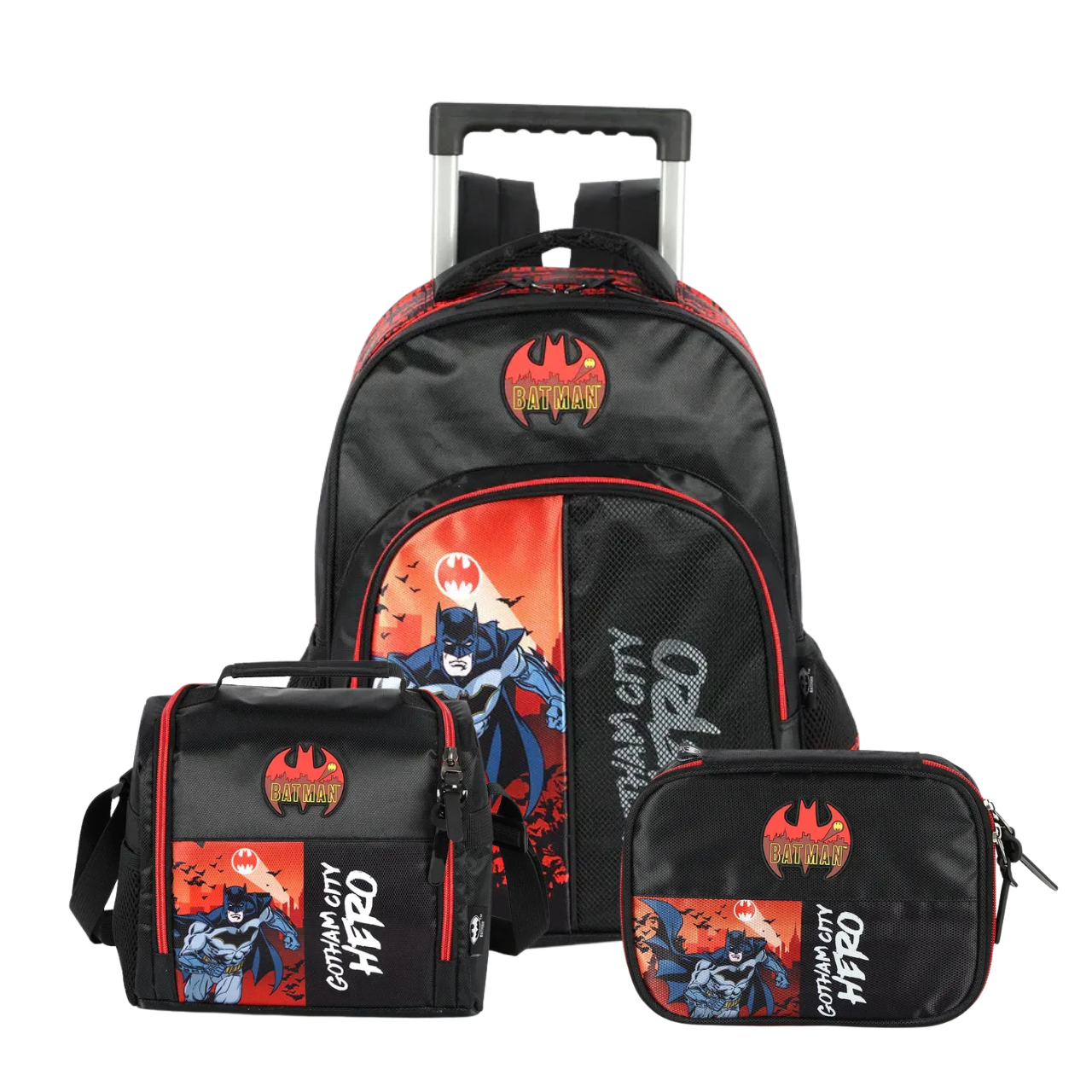 Kit Mochila de Rodas Batman com Lancheira e Estojo Box