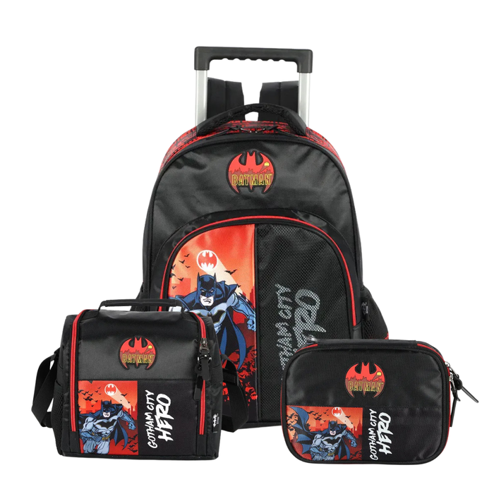 Kit Mochila de Rodas Batman com Lancheira e Estojo Box