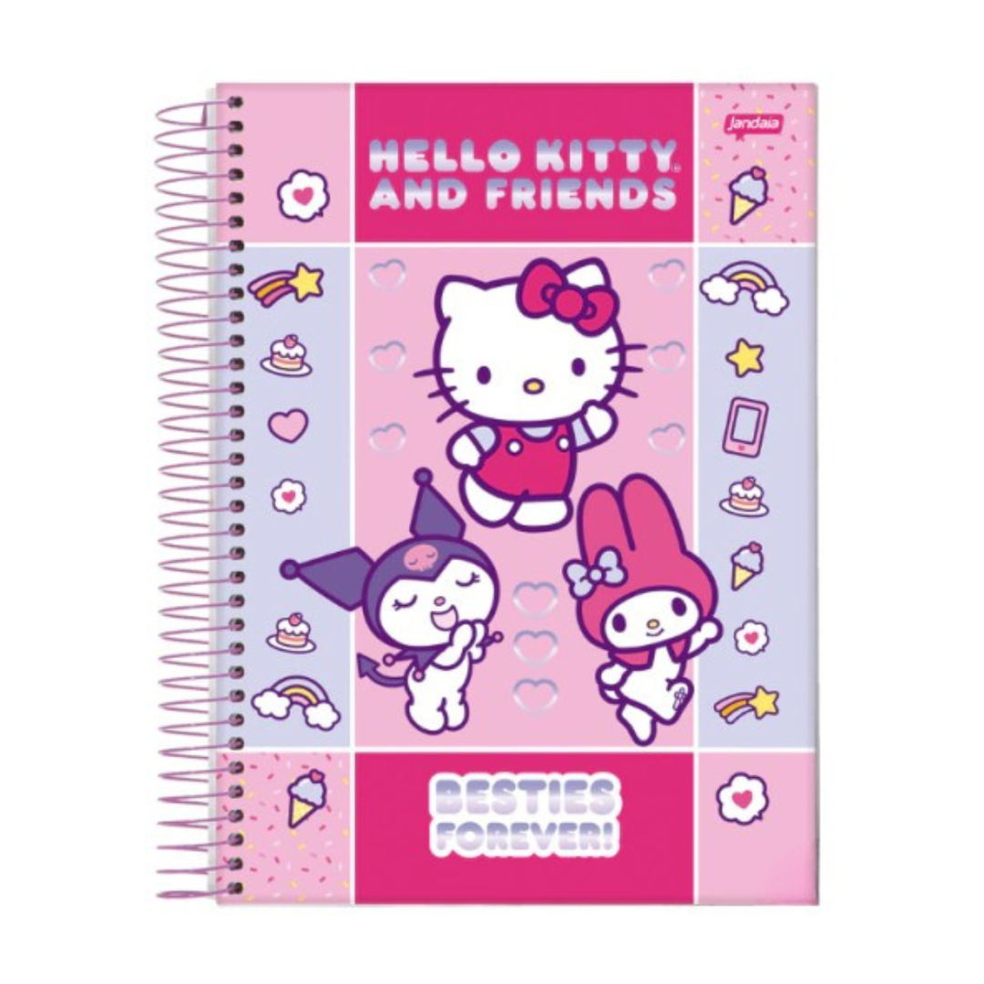 Caderno Universitário Hello Kitty and Friends Besties Forever 1 Matéria Jandaia