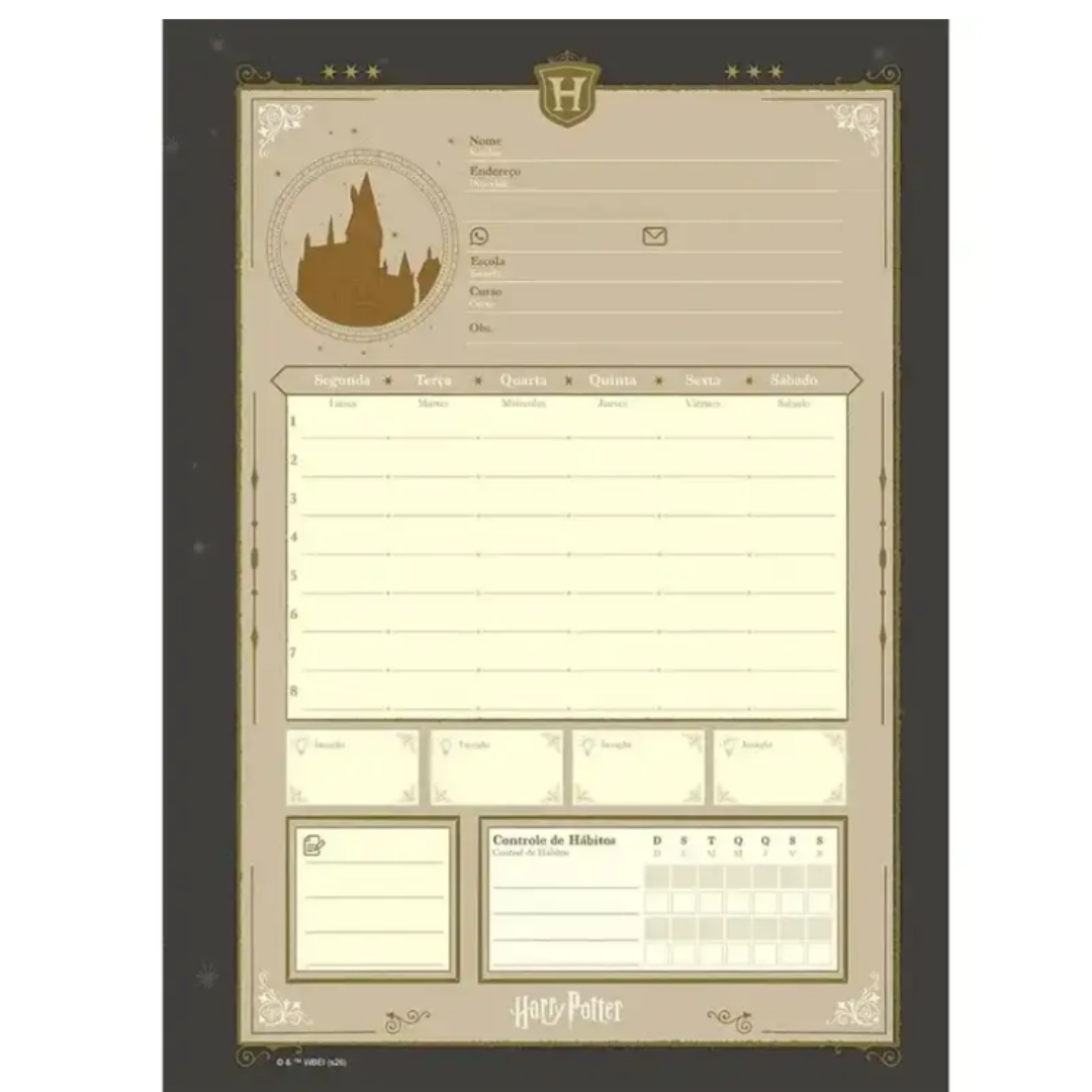 Caderno Universitário Espiral Harry Potter Hogwarts Jandaia 10 Matérias