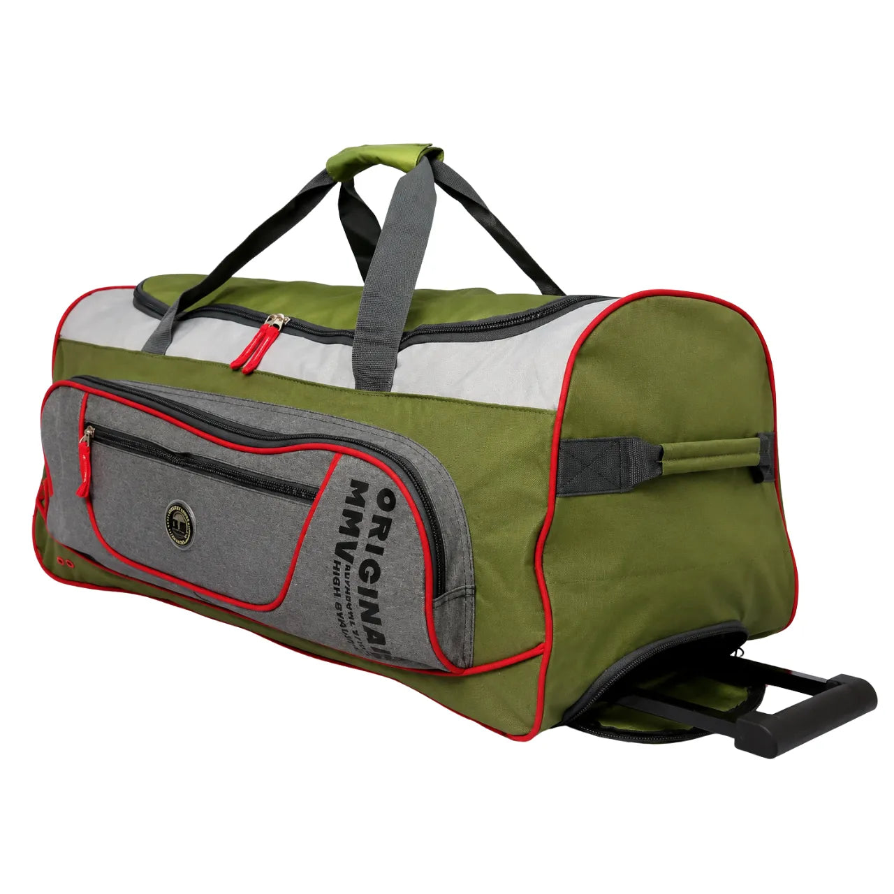 Bolsa de Viagem com Rodinhas Clio Grande Cinza e Verde