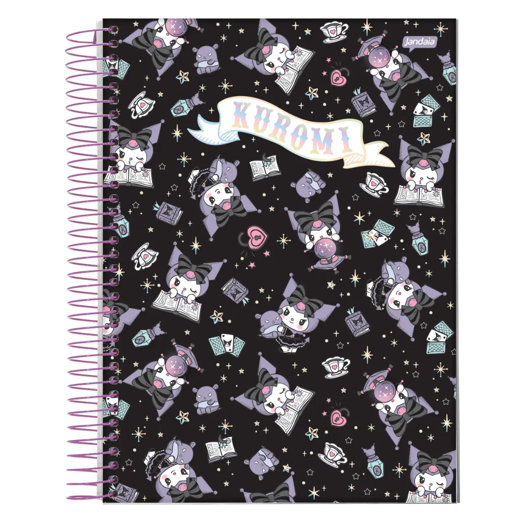 Caderno Universitário Espiral Kuromi Sanrio Jandaia 15 Matérias
