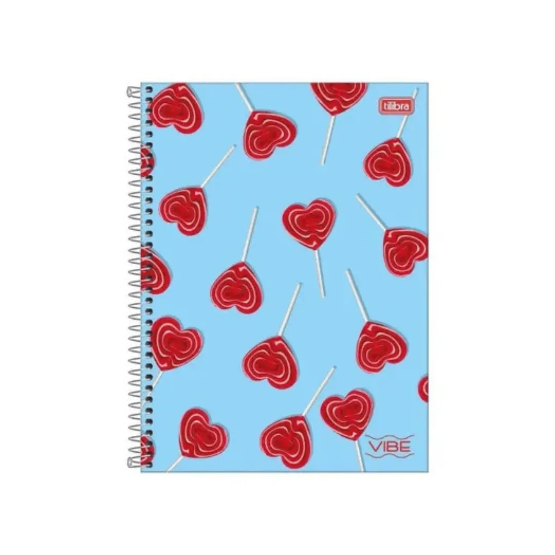 Caderno Universitário Espiral Vibe Tilibra Pirulito Coração 16 Matérias
