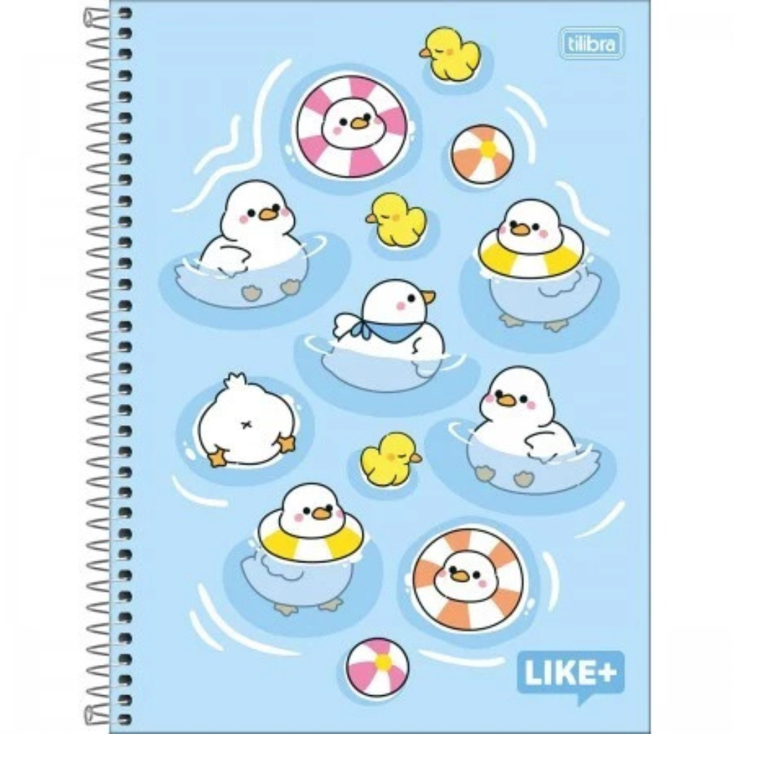 Caderno Universitário Espiral Like+ Tilibra Patinhos 20 Matérias