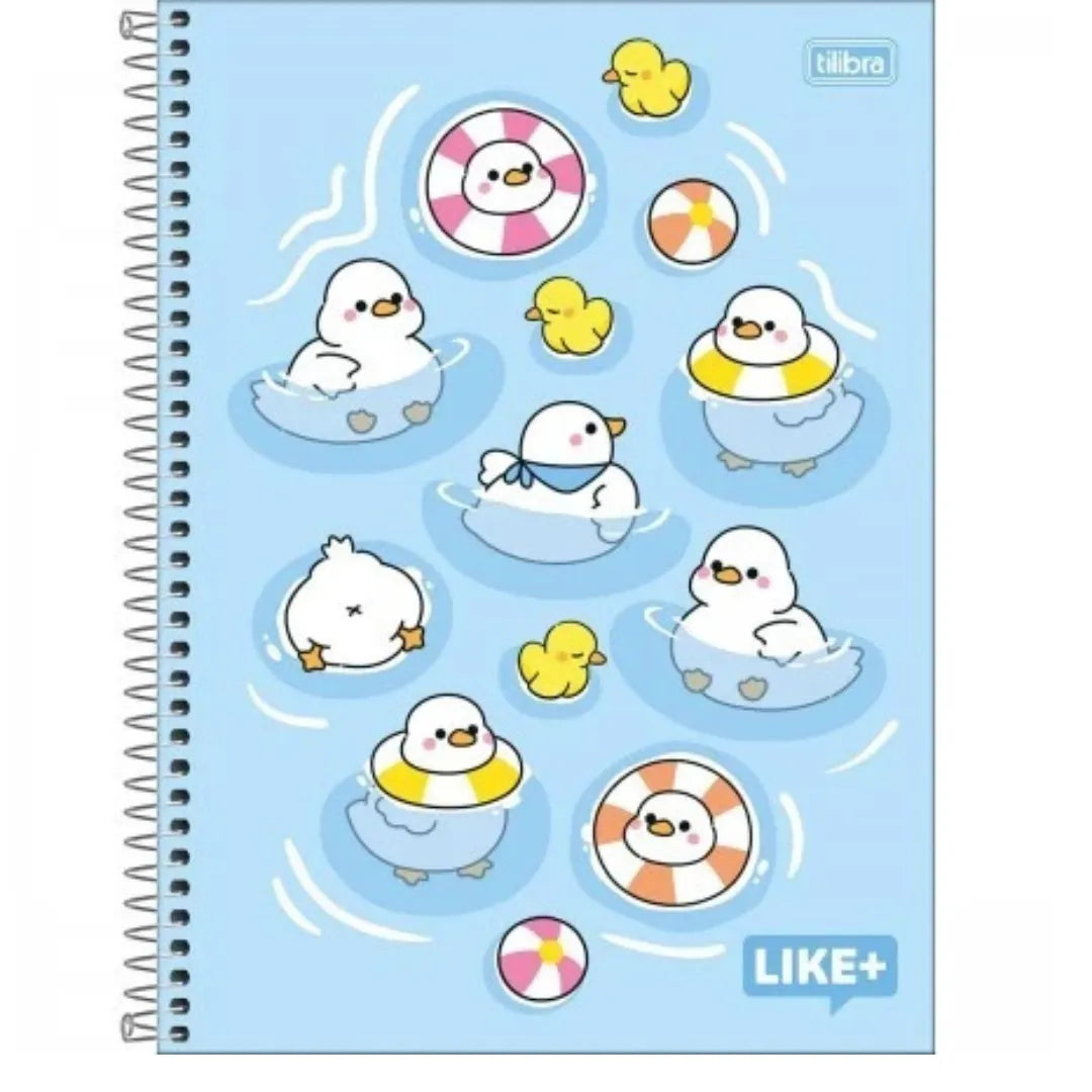 Caderno Universitário Espiral Like+ Tilibra Patinhos 20 Matérias