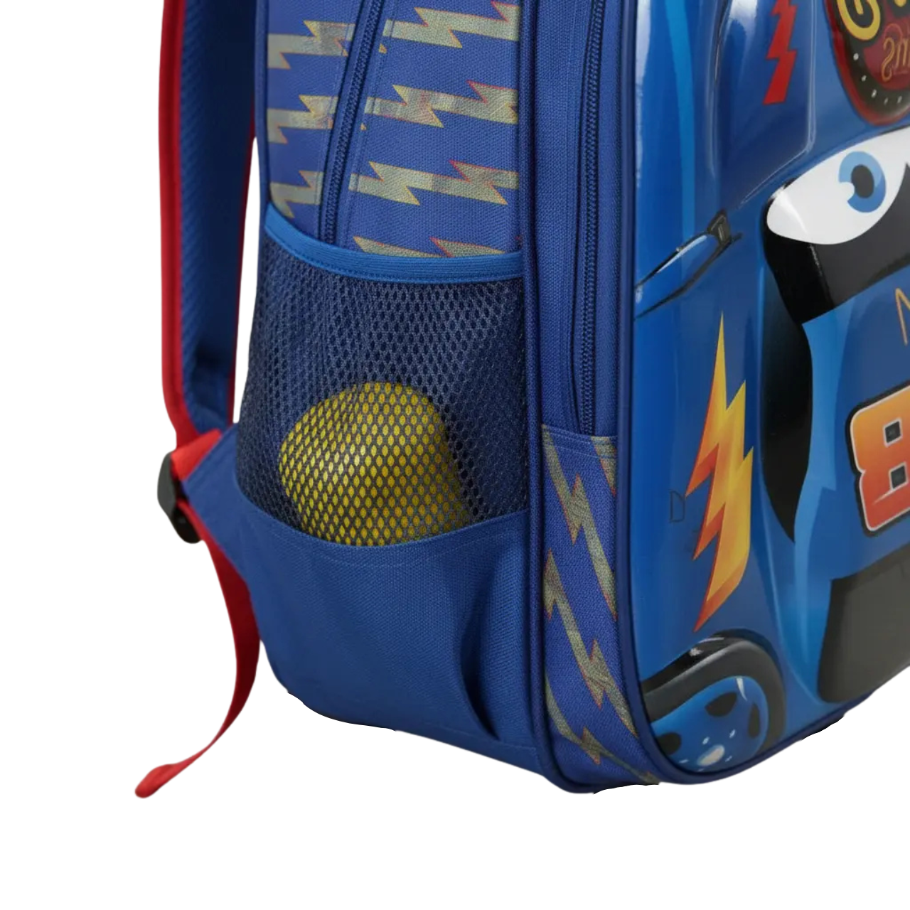 Mochila Infantil Carro Super Race Azul 3d