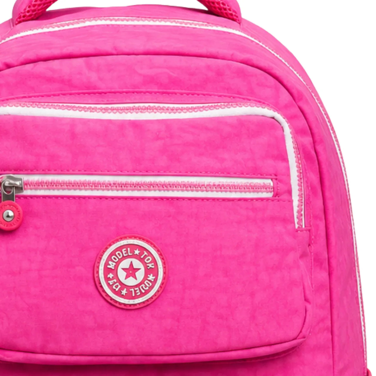 Kit Mochila de Costas Rosa Ponto Verde com Estojo Bo