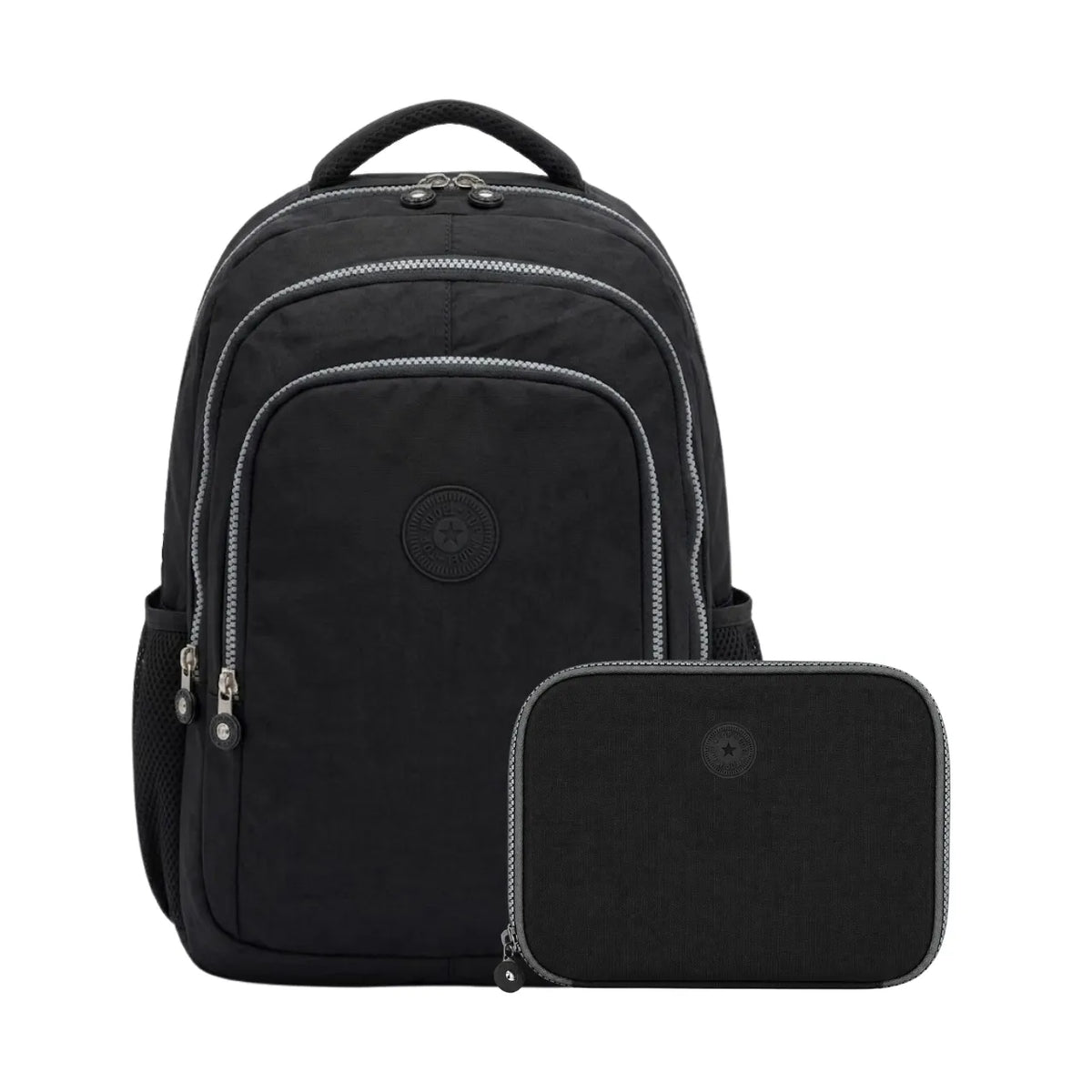 Kit Mochila de Costas Preta Ponto Verde com Estojo Box