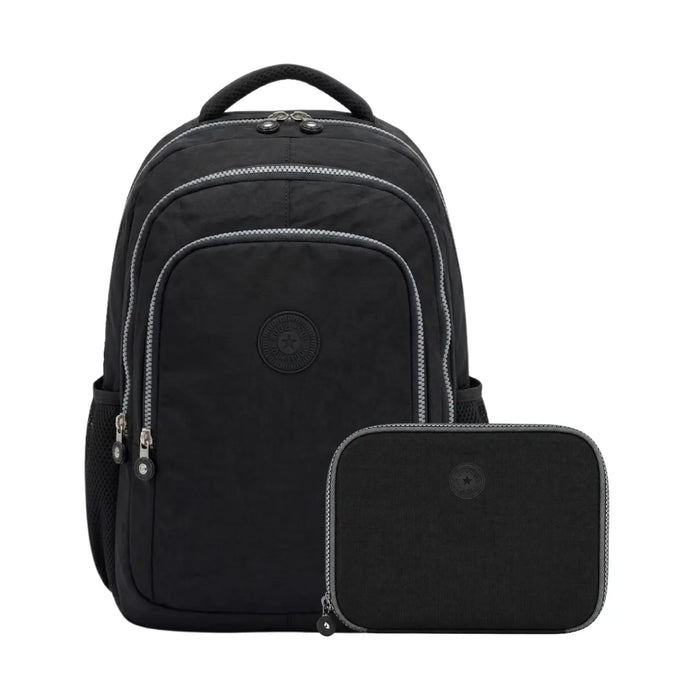 Kit Mochila de Costas Preta Ponto Verde com Estojo Box