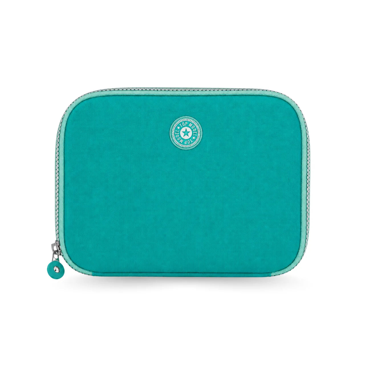 Kit Mochila de Costas Turquesa Ponto Verde com Estojo Box