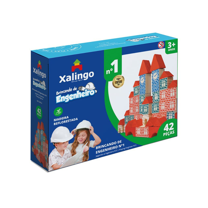 Bloco de Montar Brincando de Engenheiro Xalingo 42 Peças
