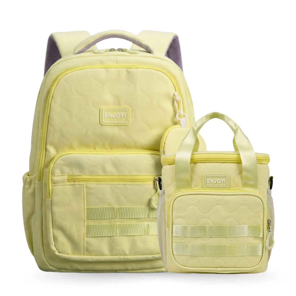 Kit Mochila de Costas Enjoy Amarela com Lancheira Térmica