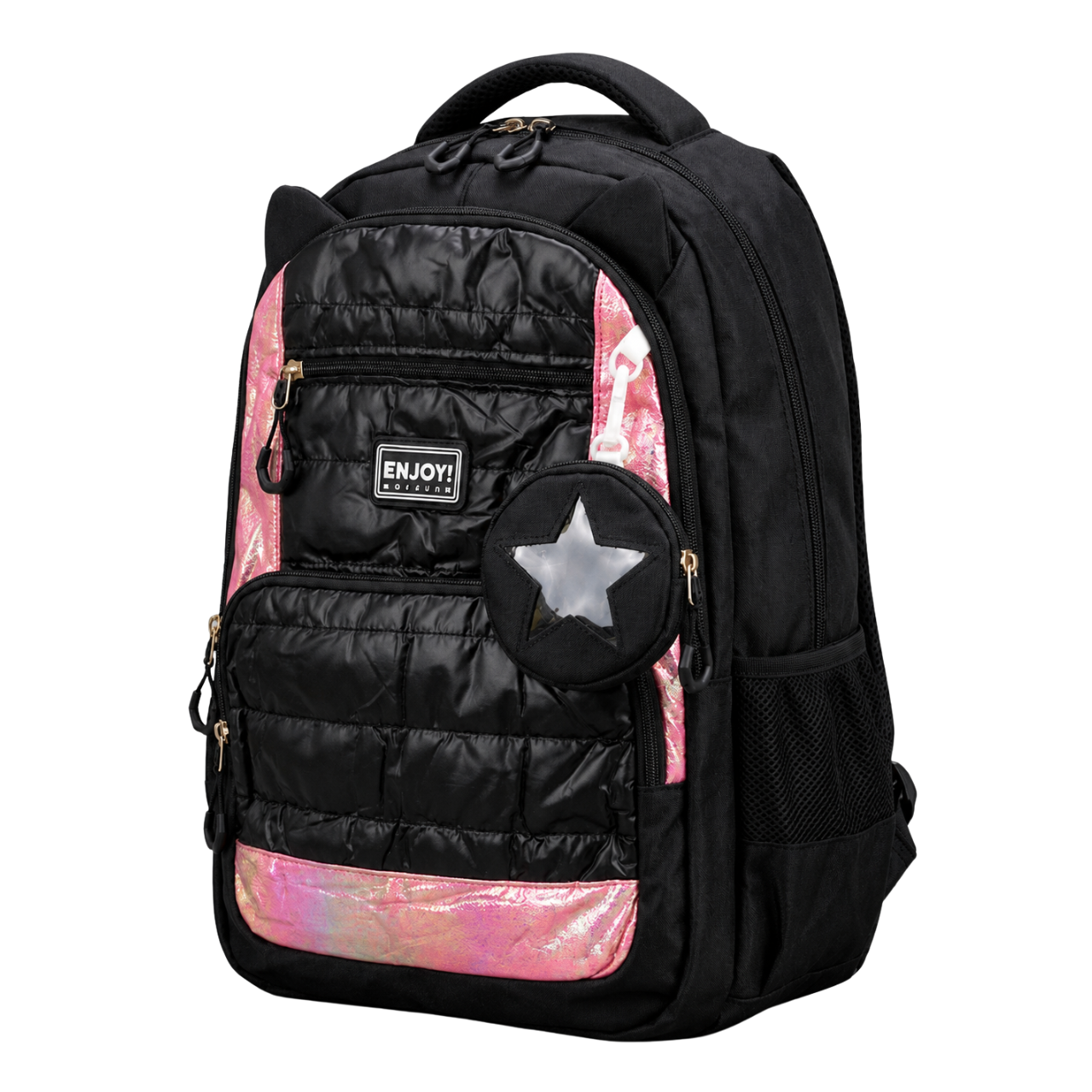 Kit Mochila de Costas Enjoy Preta com Lancheira Térmica