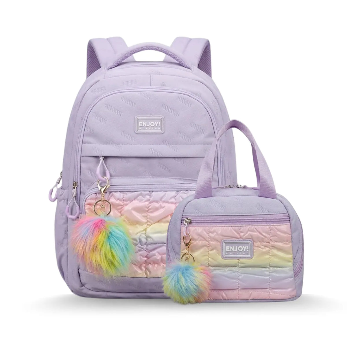 Kit Mochila de Costas Enjoy Lavanda com Lancheira Térmica