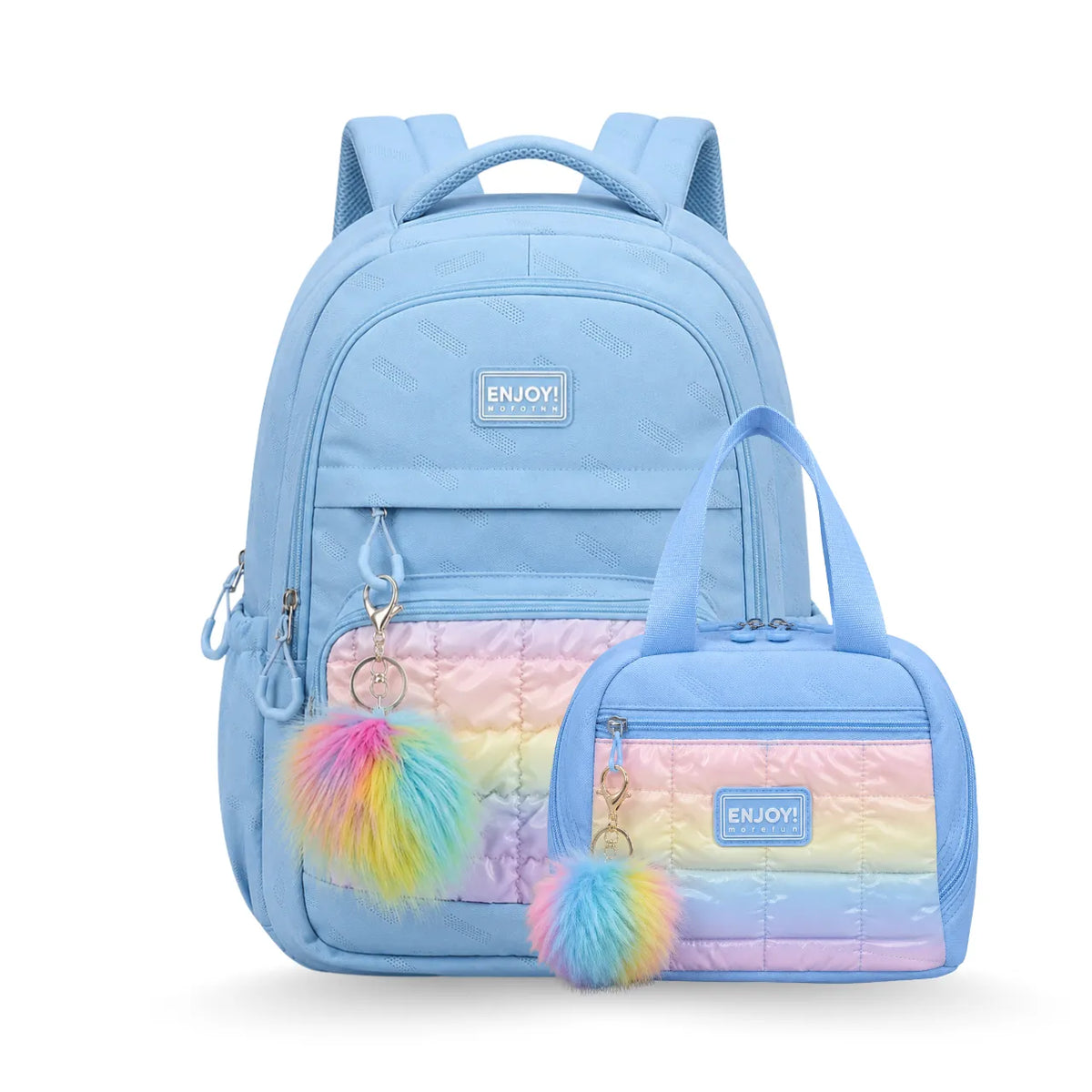 Kit Mochila de Costas Enjoy Azul com Lancheira Térmica