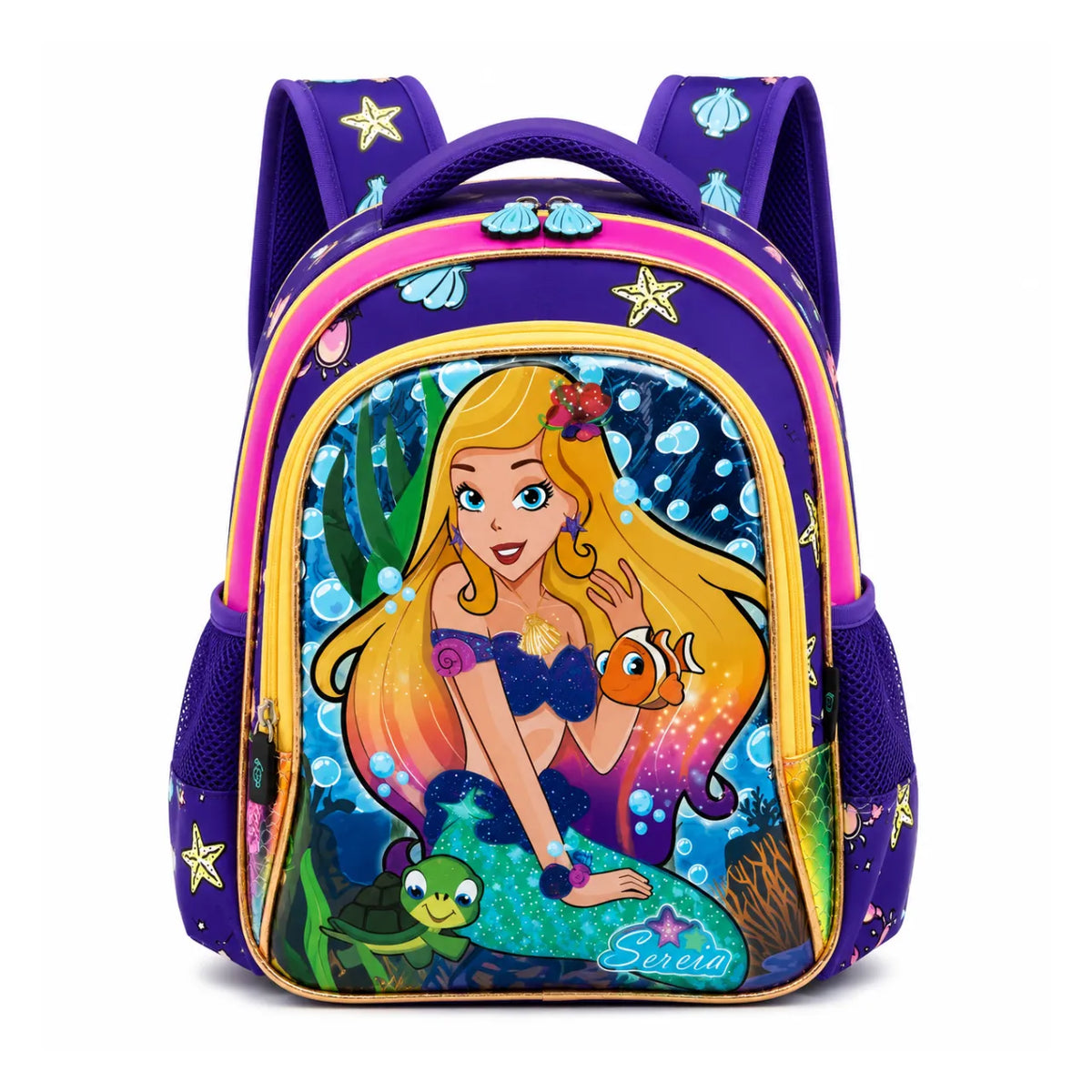 Mochila de Costas Sereia Roxa Infantil Ponto Verde