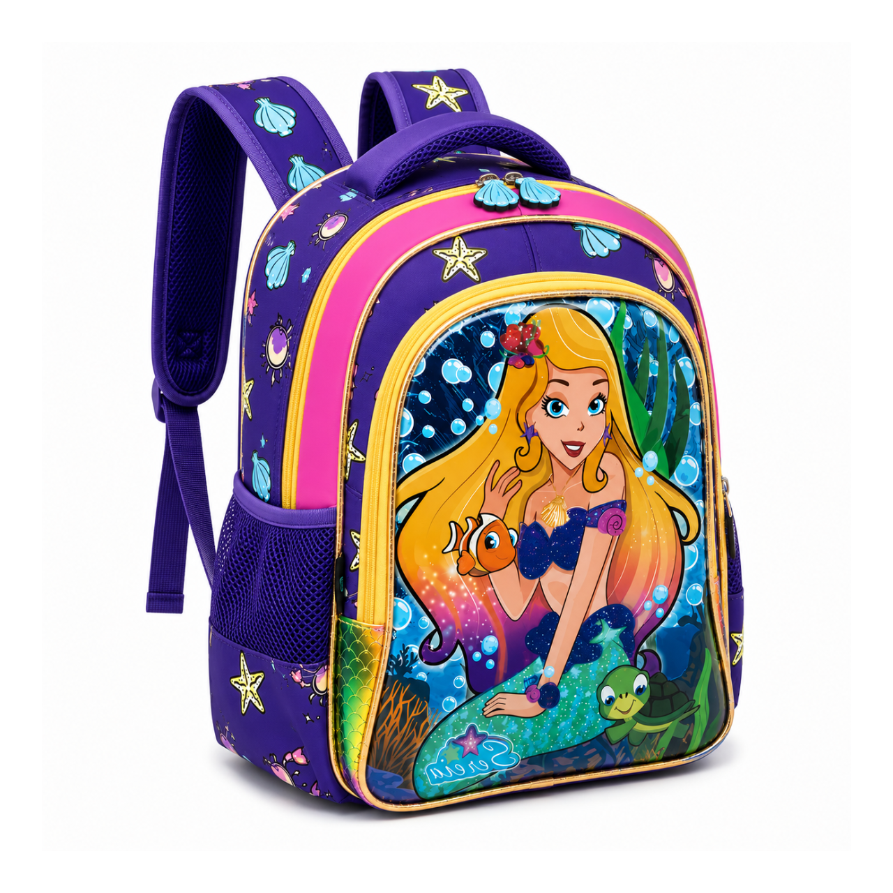 Mochila de Costas Sereia Roxa Infantil Ponto Verde