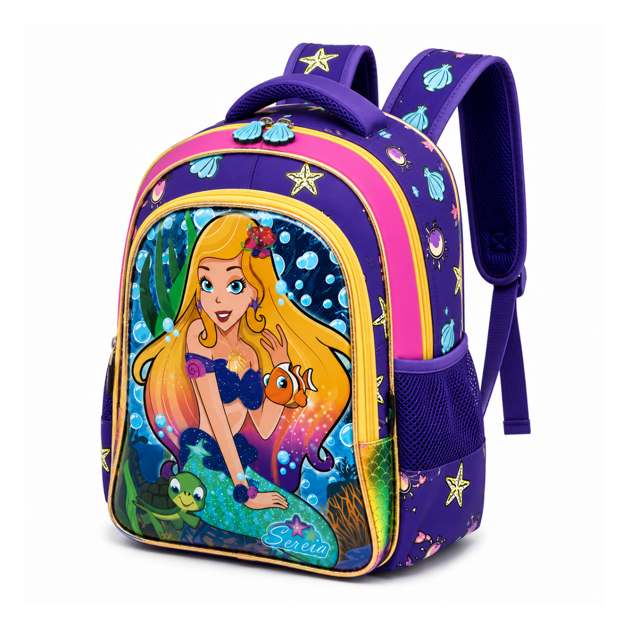 Mochila de Costas Sereia Roxa Infantil Ponto Verde