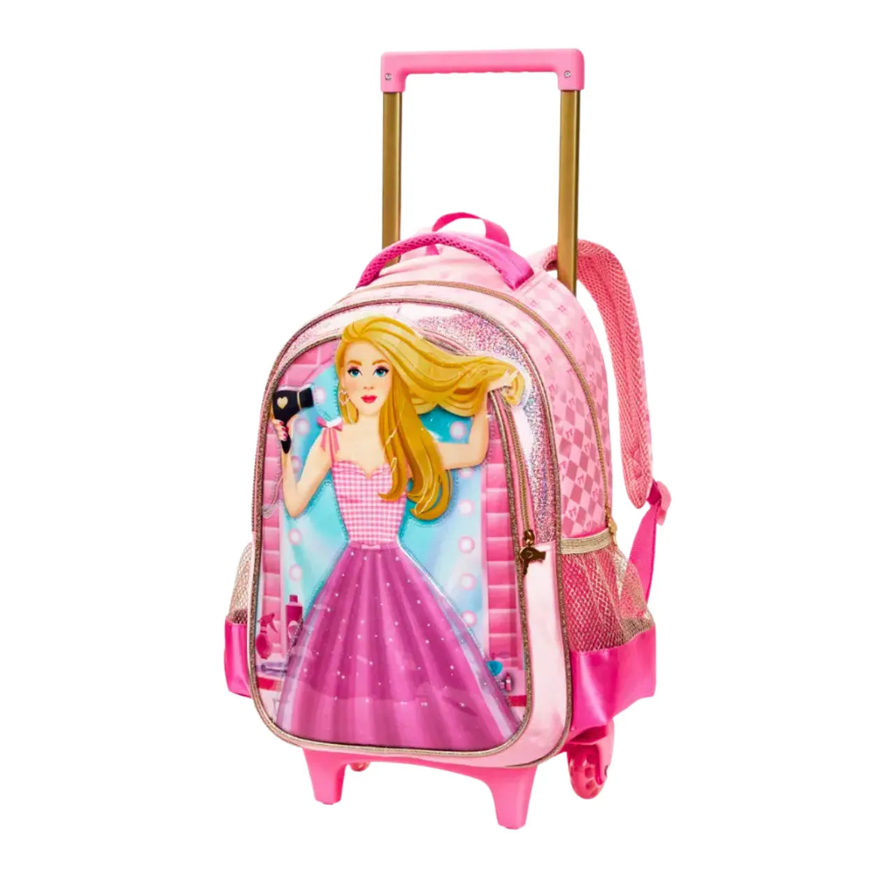 Kit Mochila de Rodas Princesa Fashion com Lancheira e Estojo