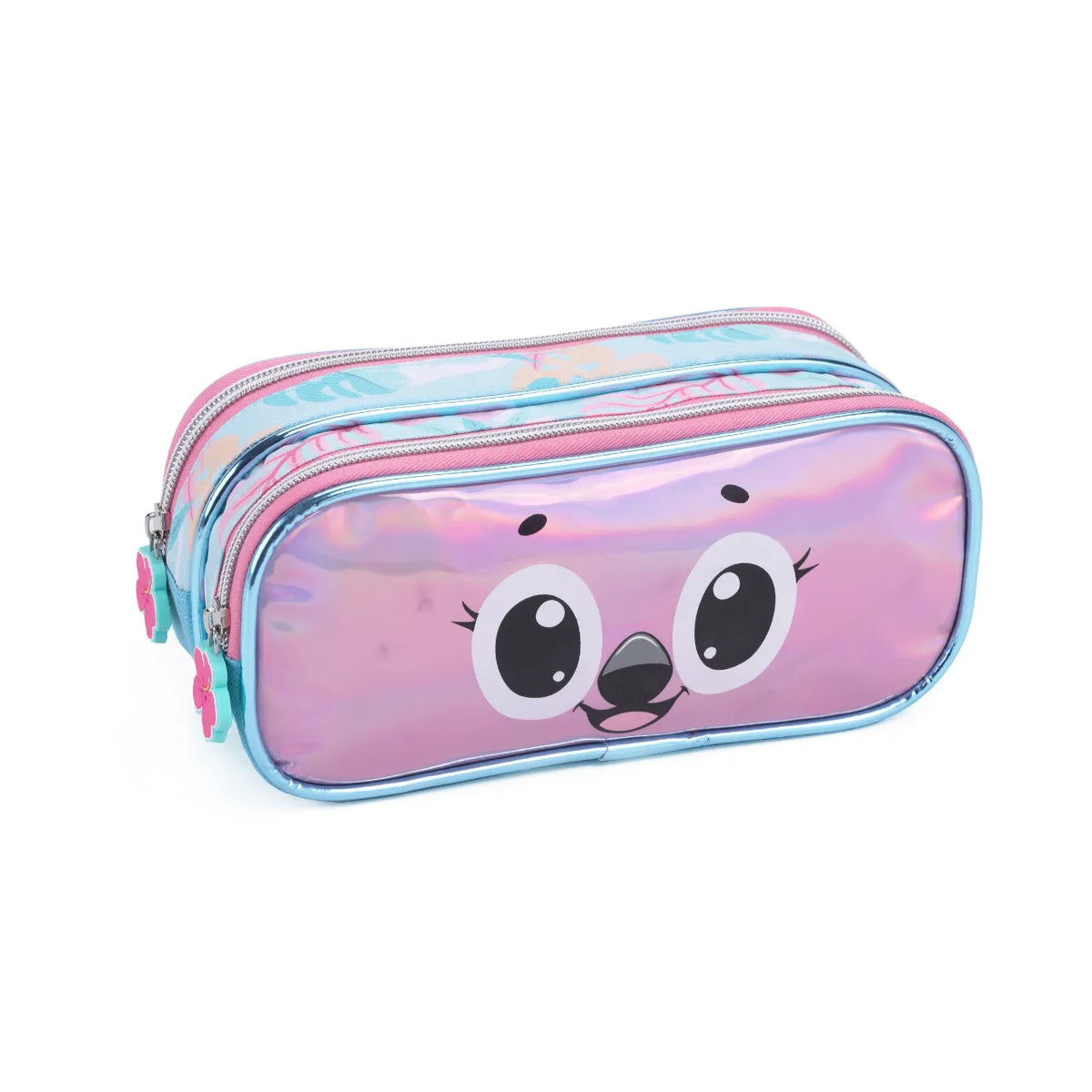 Kit Mochila de Rodas Aloha Rosa com Lancheira e Estojo