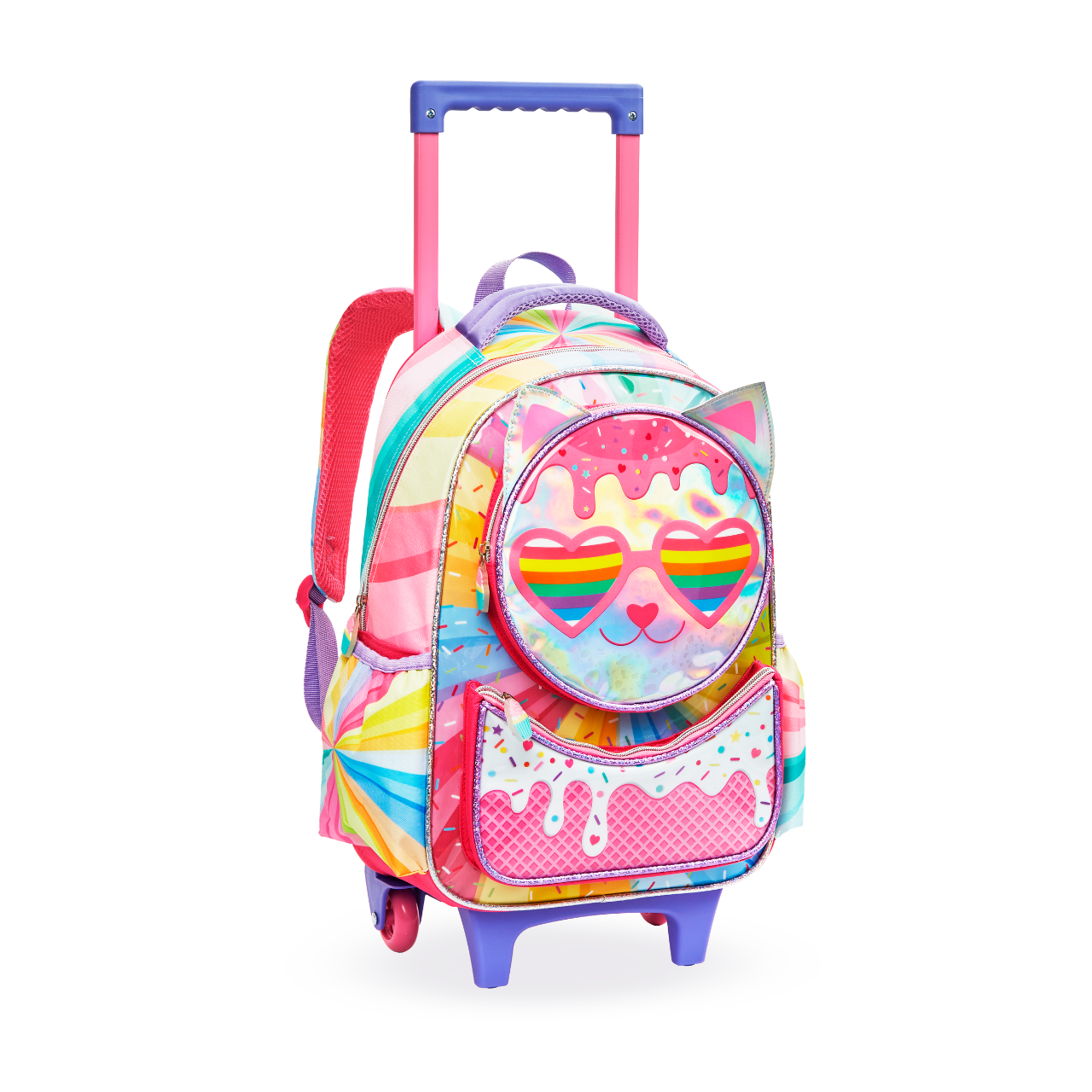 Kit Mochila de Rodas Candy Cat com Lancheira e Estojo