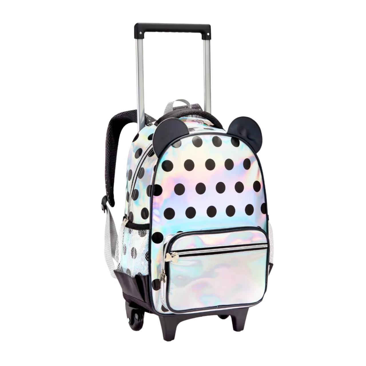 Kit Mochila de Rodas Holográfica com Lancheira e Estojo