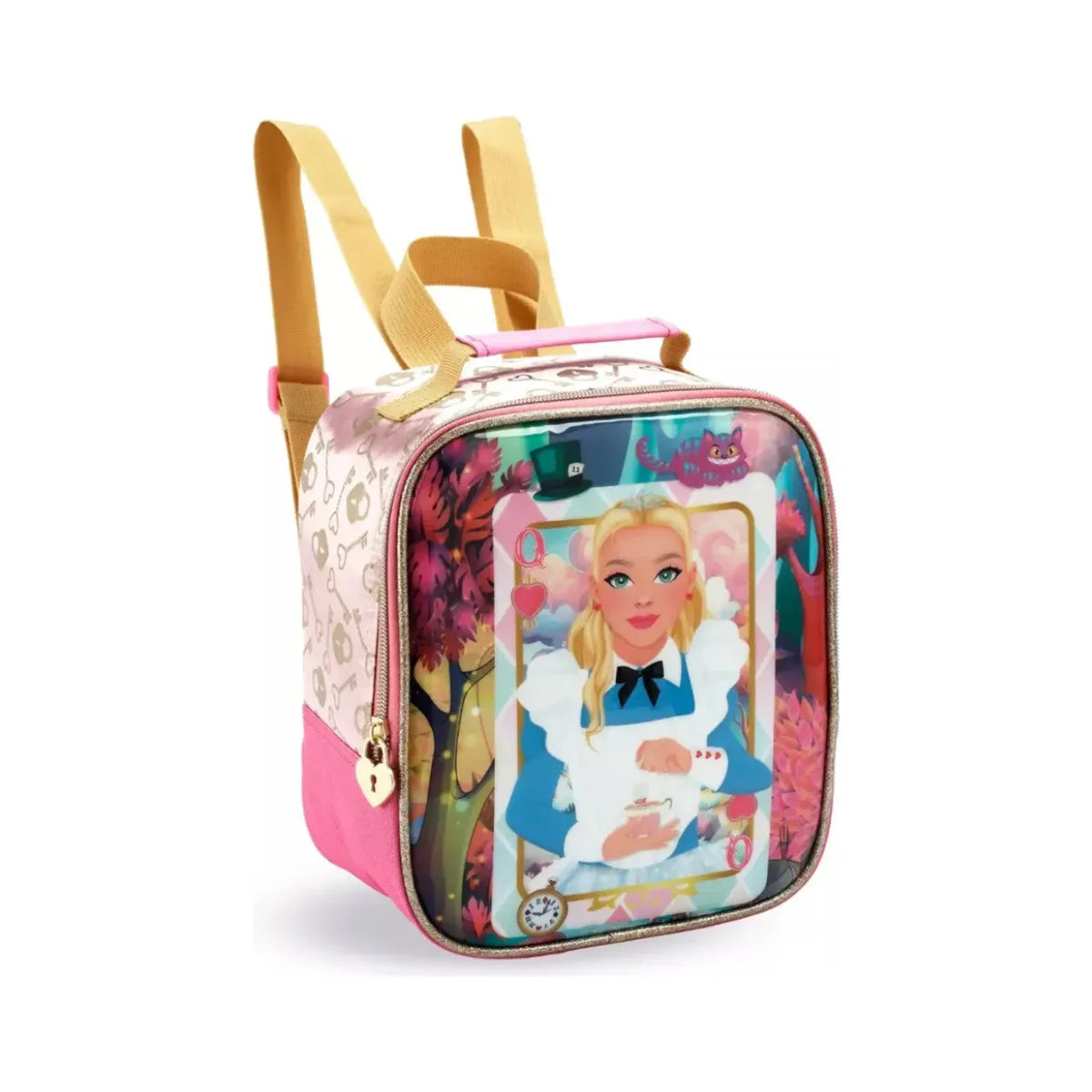 Kit Mochila de Rodas Alice Rosa com Lancheira e Estojo
