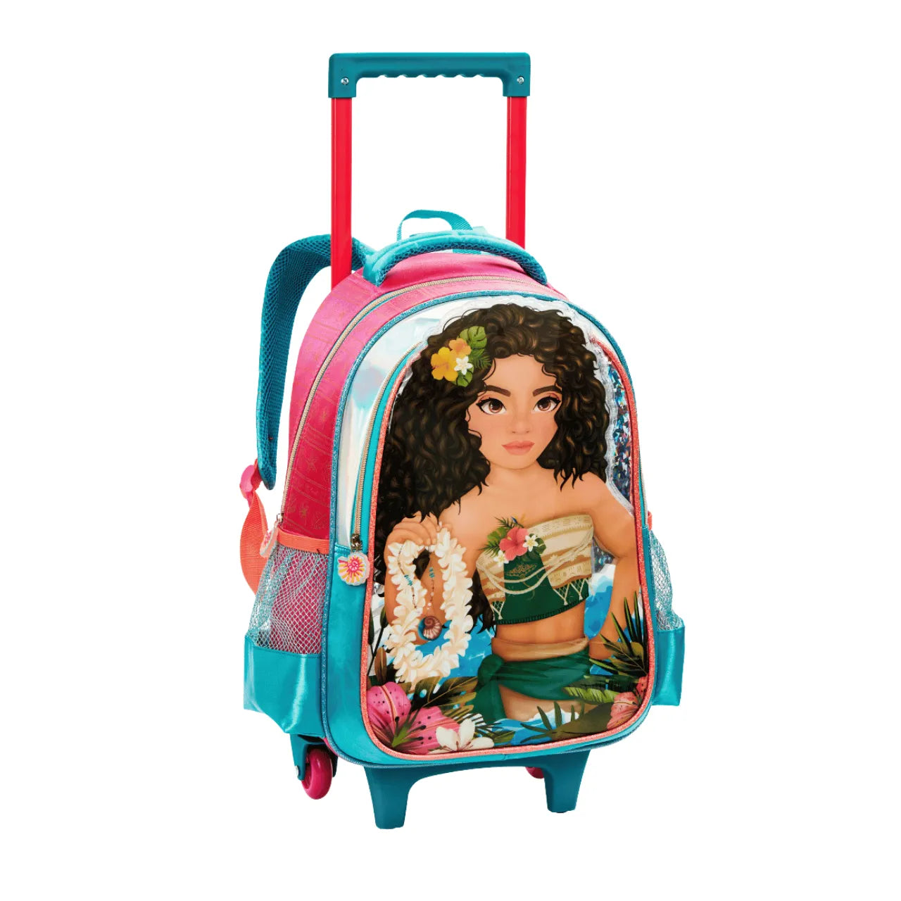 Kit Mochila de Rodas Moana Rosa com Lancheira e Estojo