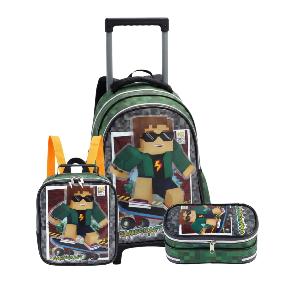 Kit Mochila de Rodas Game Block com Lancheira e Estojo