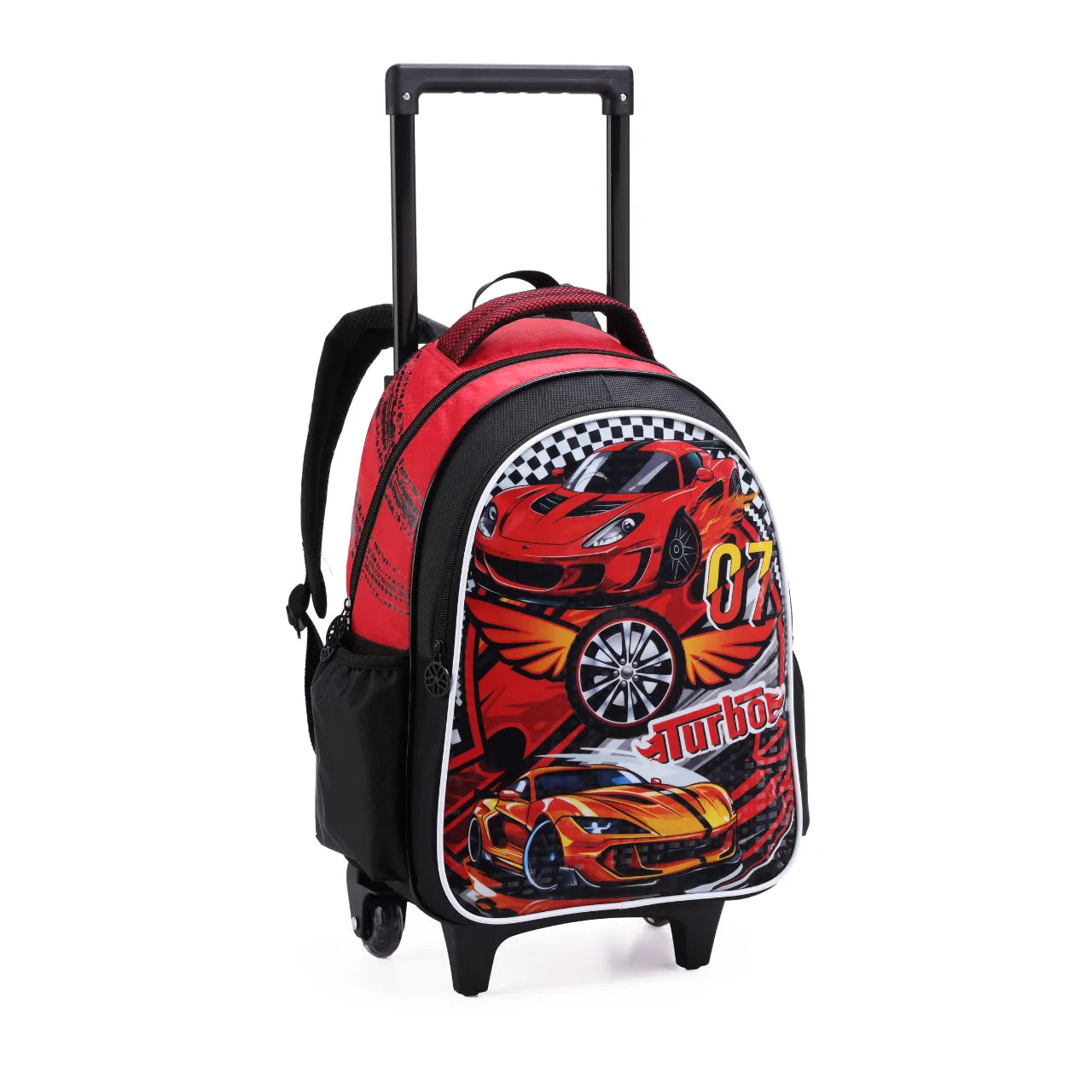 Kit Mochila de Rodas Carros Turbo com Lancheira e Estojo