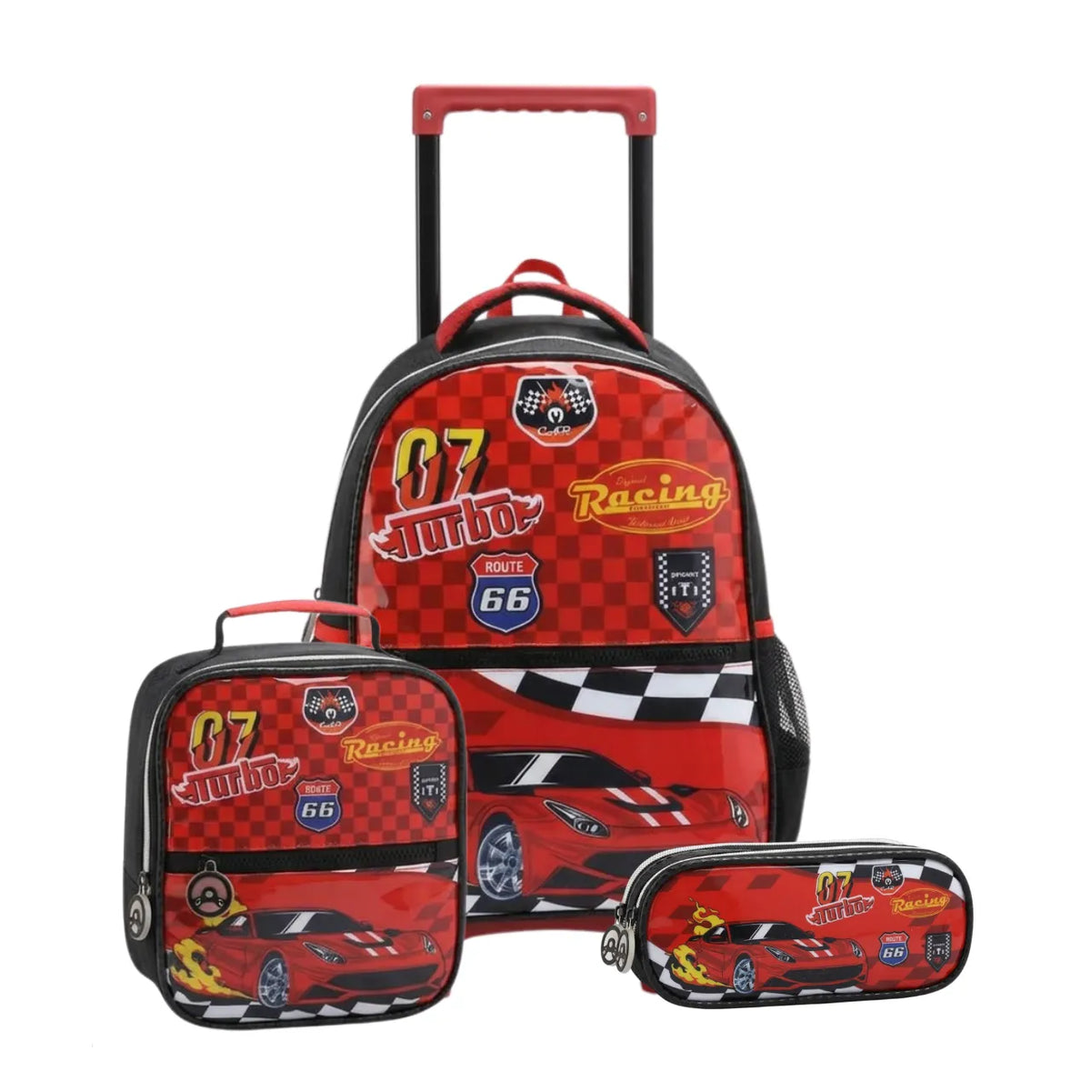 Kit Mochila de Rodinha Racing Turbo com Lancheira e Estojo