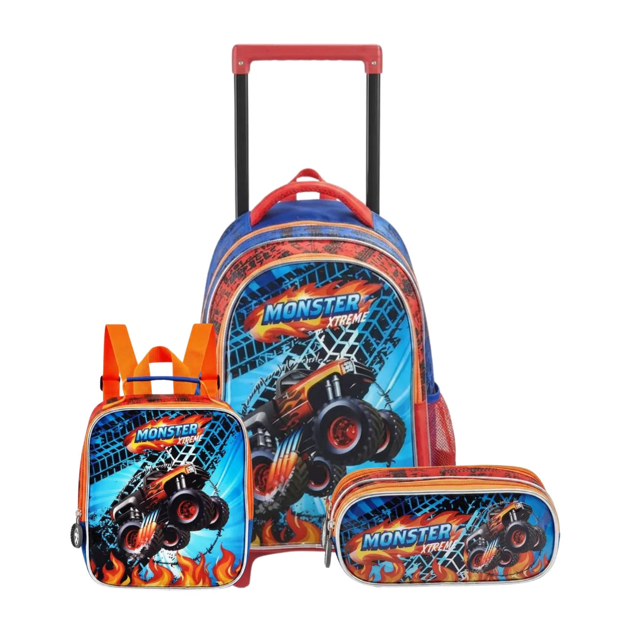 Kit Mochila de Rodas Monster Xtreme com Lancheira e Estojo