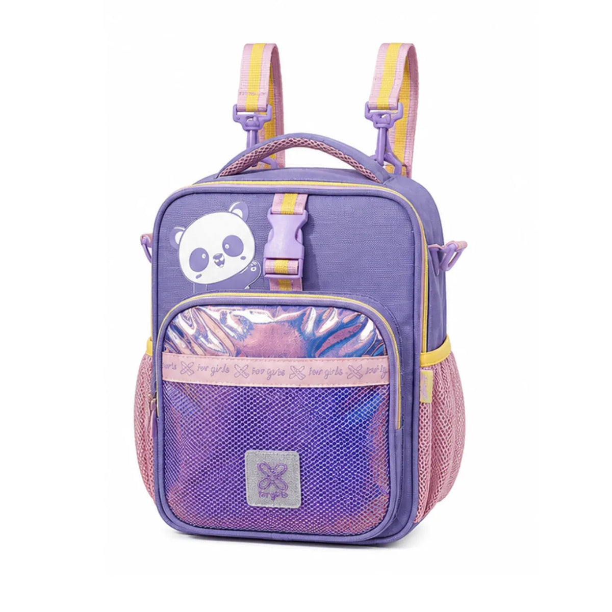 Kit Mochila de Rodinhas Panda com Lancheira e Estojo