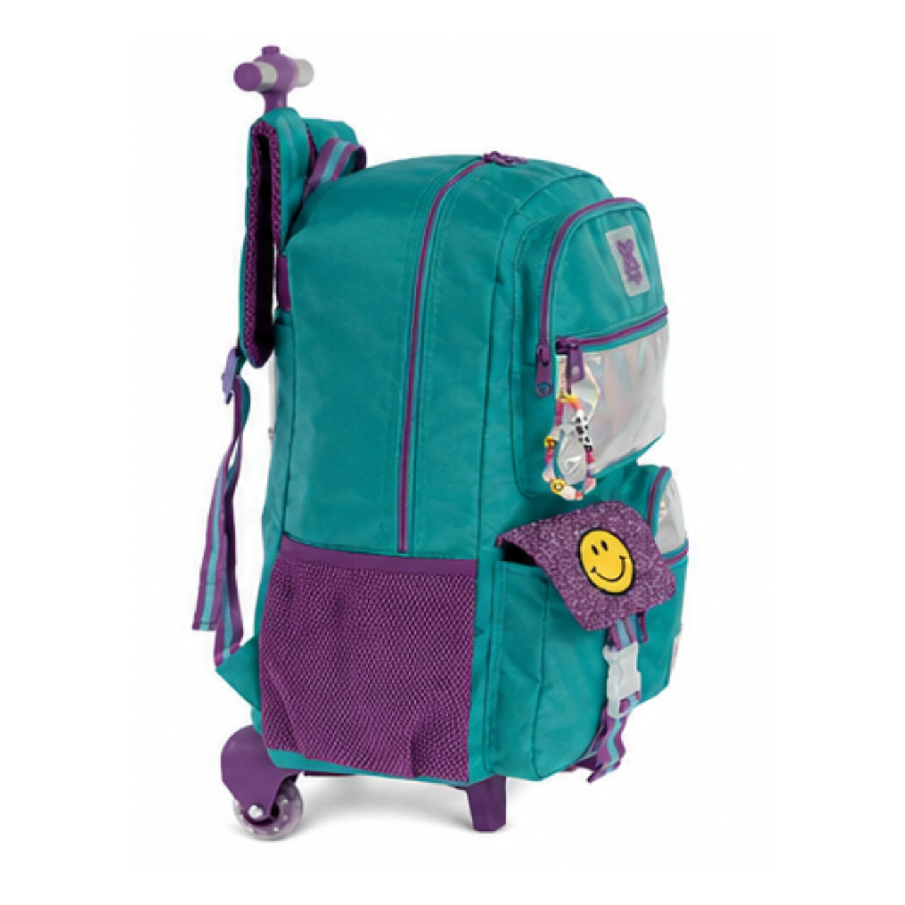 Kit Mochila de Rodinhas Emoji com Lancheira e Estojo
