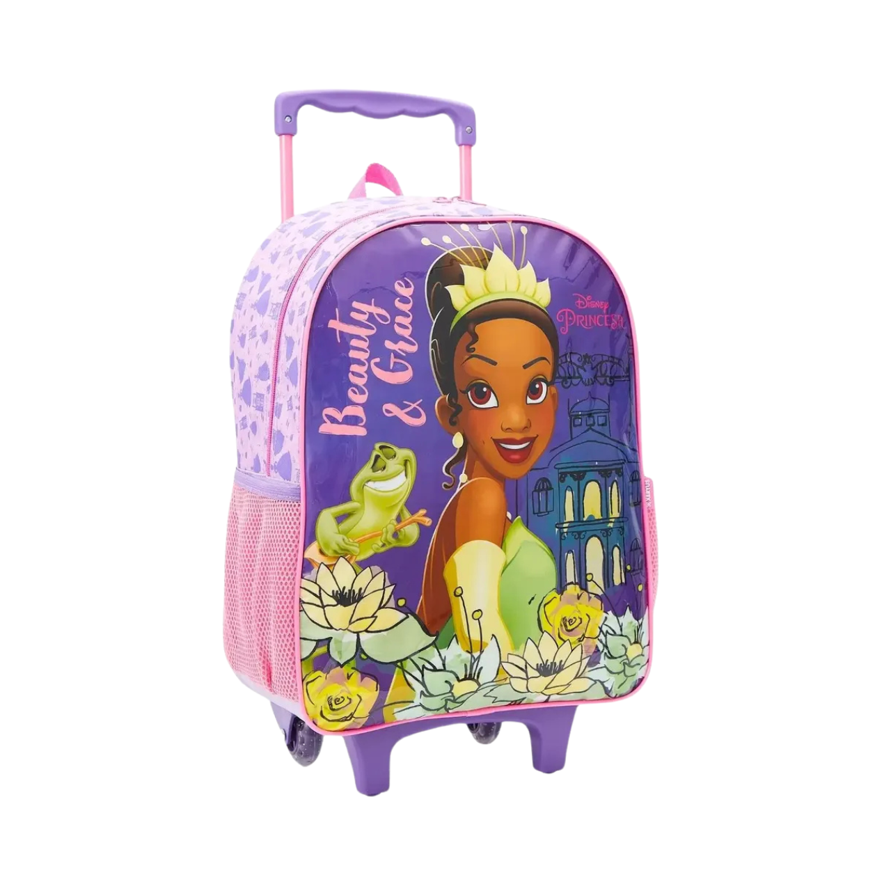 Kit Mochila de Rodas Tiana Roxa com Lancheira e Estojo