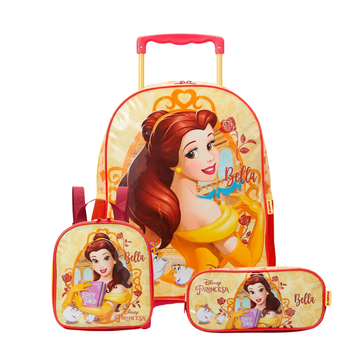 Kit Mochila de Rodas Bela e a Fera com Lancheira e Estojo