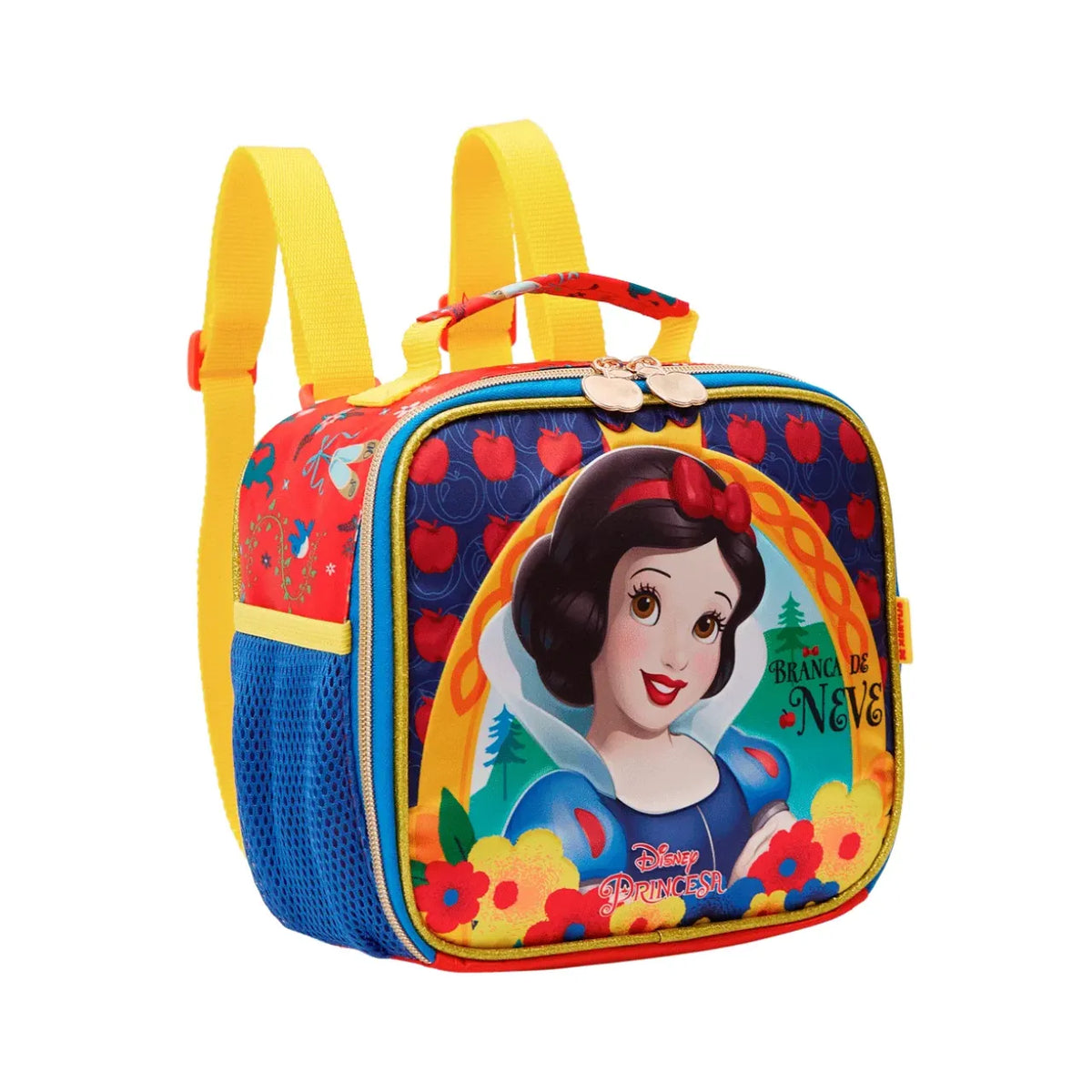Kit Mochila de Rodas Branca de Neve com Lancheira e Estojo