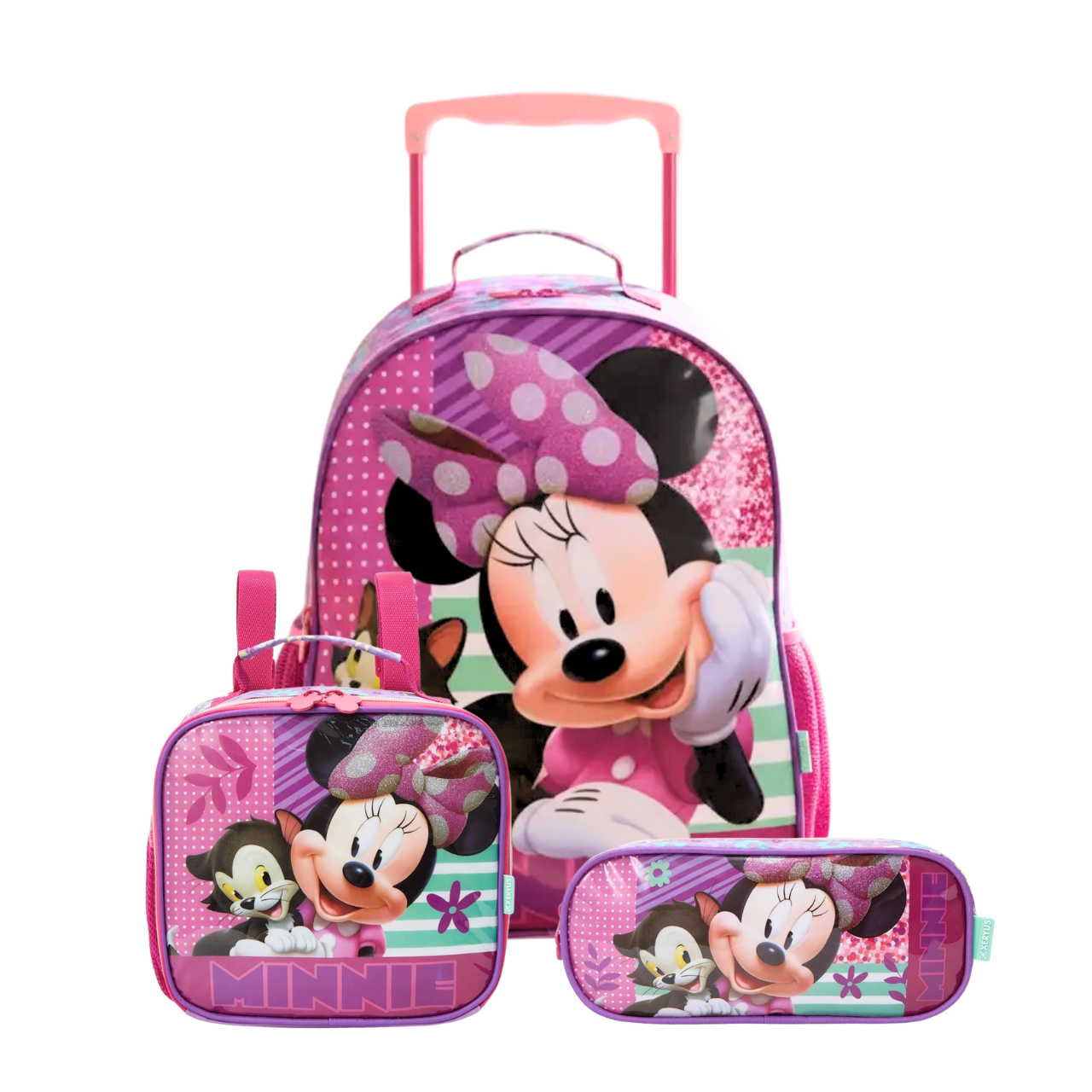 Kit Mochila de Rodas Minnie com Lancheira e Estojo