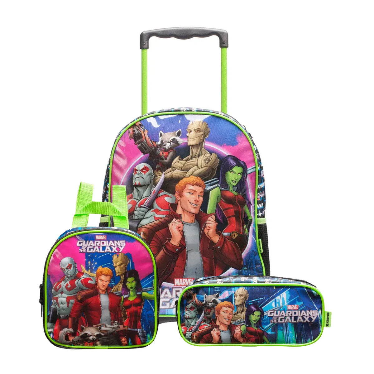 Kit Mochila de Rodas Guardiões da Galáxia com Lancheira e Estojo