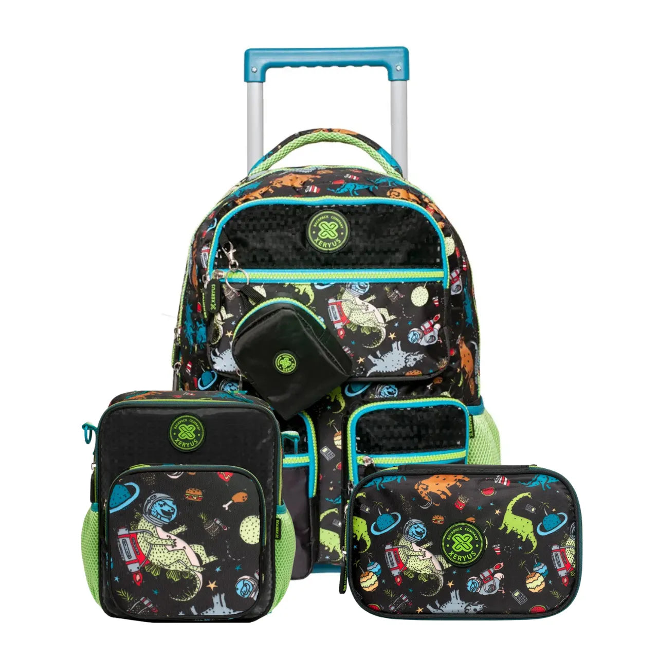 Kit Mochila de Rodas Petit Dino com Lancheira e Estojo