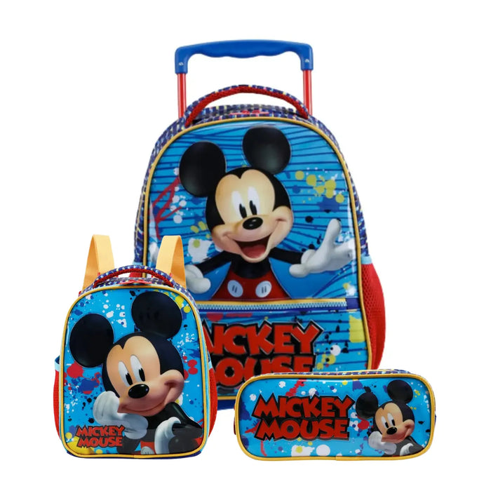 Kit Mochila de Rodas Mickey com Lancheira e Estojo