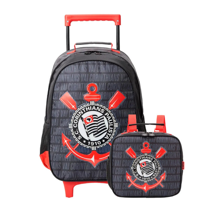 Kit Mochila de Rodas Corinthians com Lancheira e Estojo